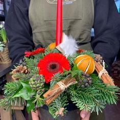 Christmas Table Arrangment with Candle