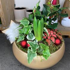 Red Christmas Planter