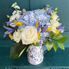 Blue &amp; White Jug of Flowers