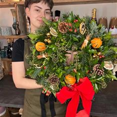 Christmas Door Wreath With Cinnamon And Orange 