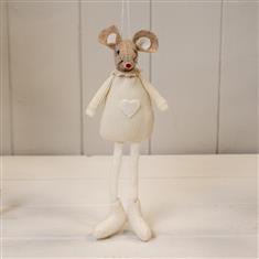 Cream Fabric Sittiing or Hanging Mouse