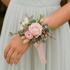 Pink Boho Wrist Corsage 